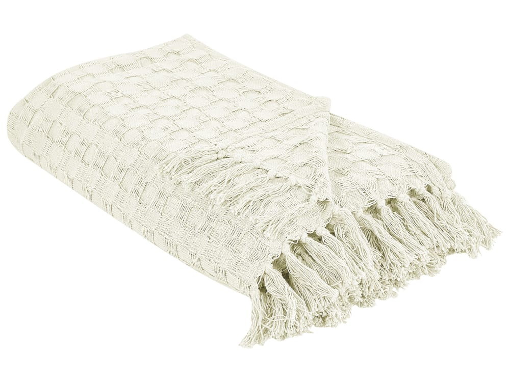 Beliani Tagesdecke aus Baumwolle 240 x 220cm, weiß - Baumwolle