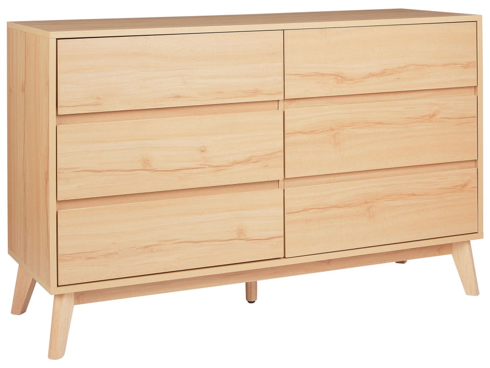 Beliani Kommode mit 6 Schubladen aus Holzwerkstoff 75cm, braun style classic chic - Spanplatte