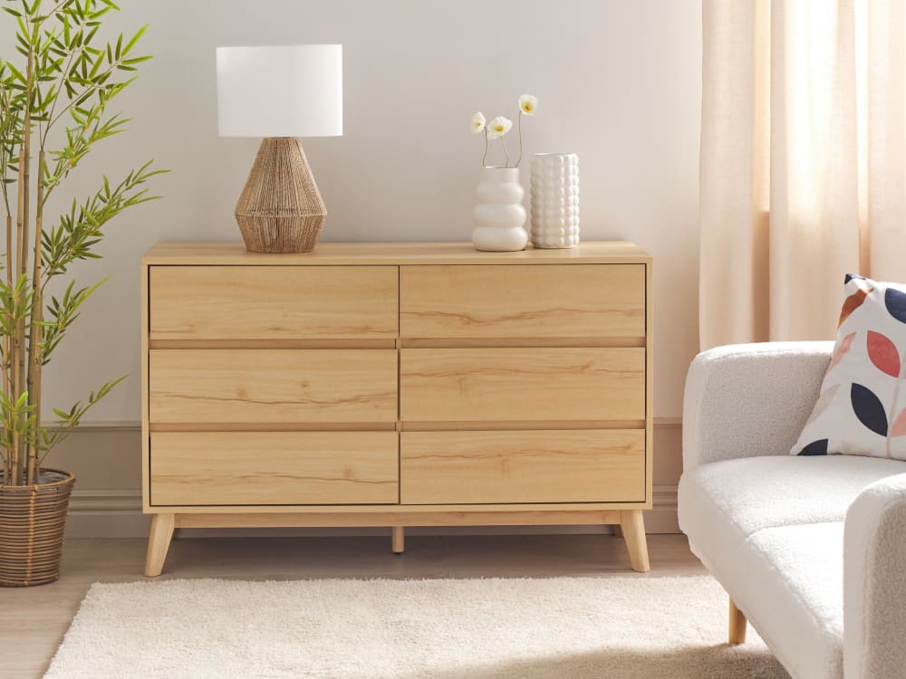 Kommode mit 6 Schubladen aus Holzwerkstoff 75cm, braun - Maisons