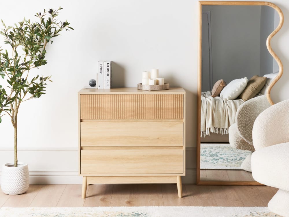 Kommode mit 3 Schubladen aus Holzwerkstoff 80cm, braun - Maisons
