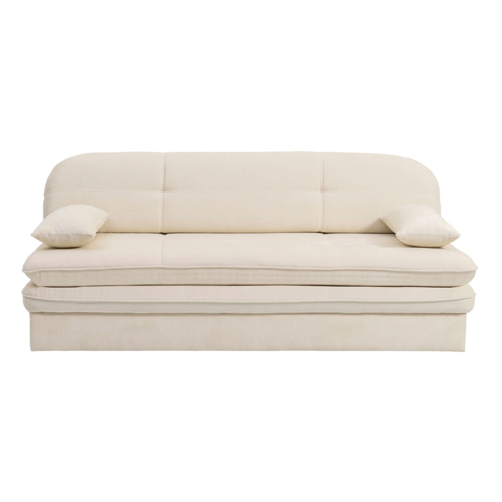 Canapé droit convertible en tissu 3 places beige