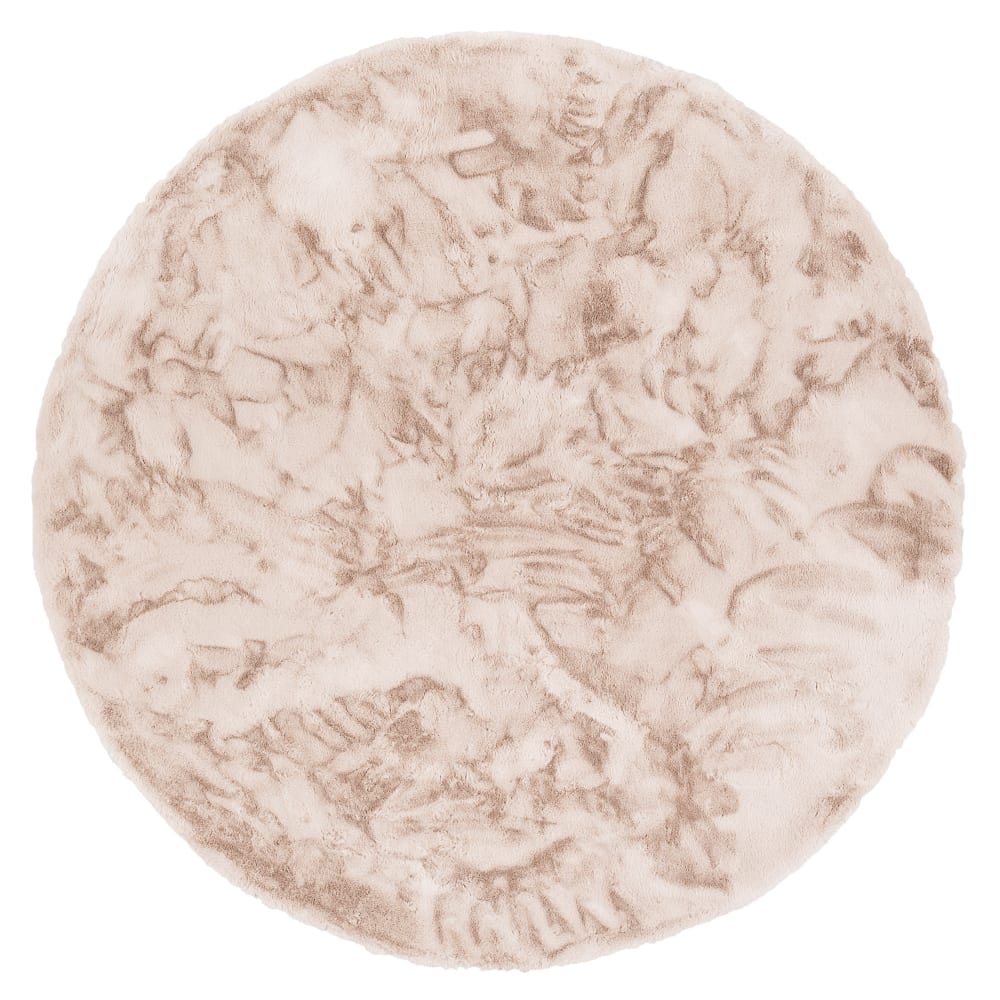 Tapis rond en fausse fourrure beige 80x80 cm