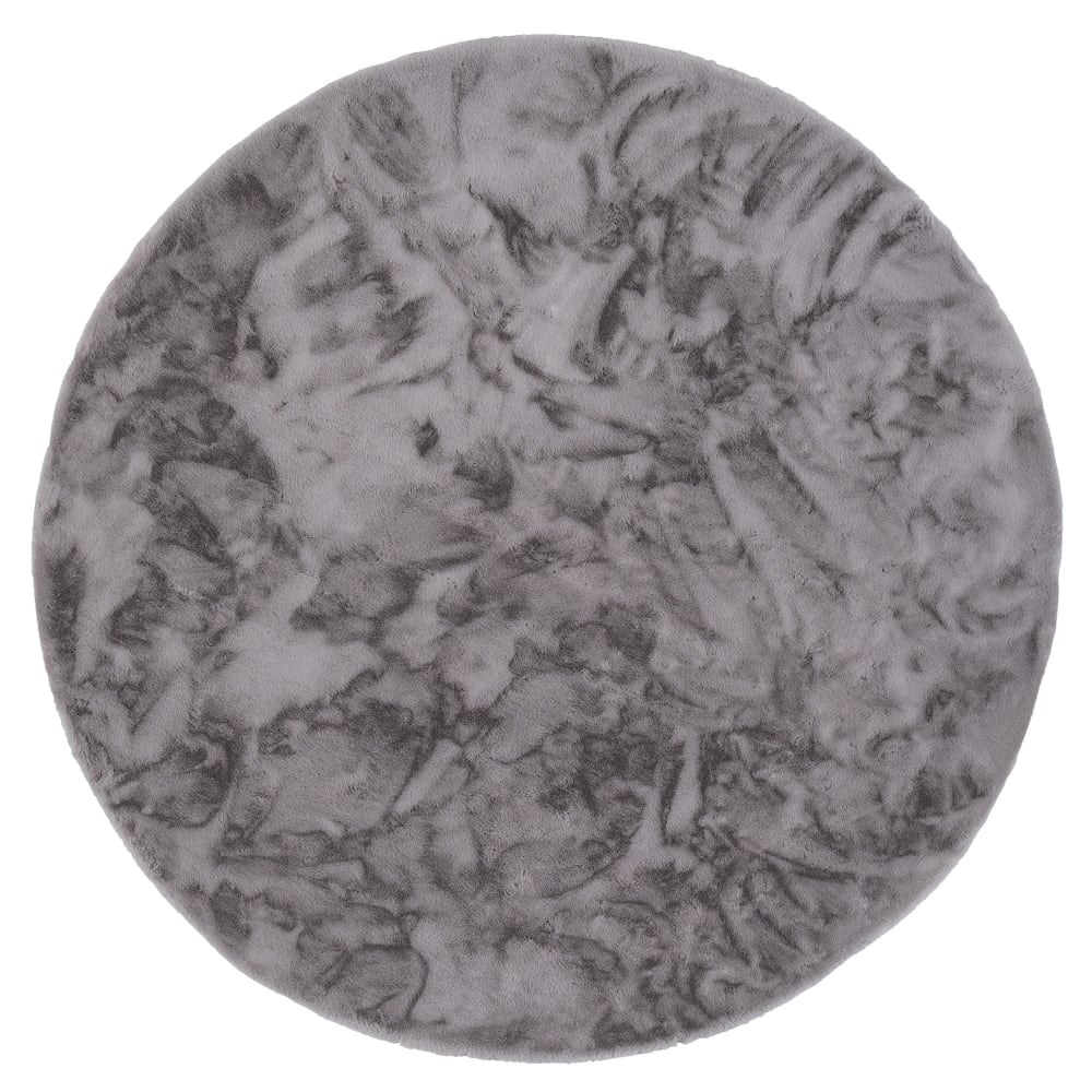 Tapis rond en fausse fourrure gris 80x80 cm