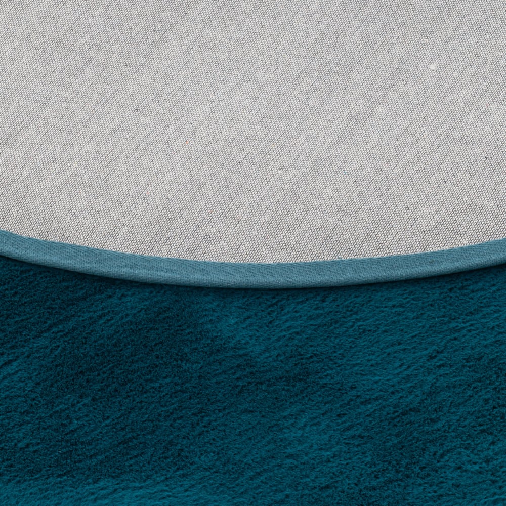 Tapis rond en fausse fourrure pétrole 80x80 cm — vue 4