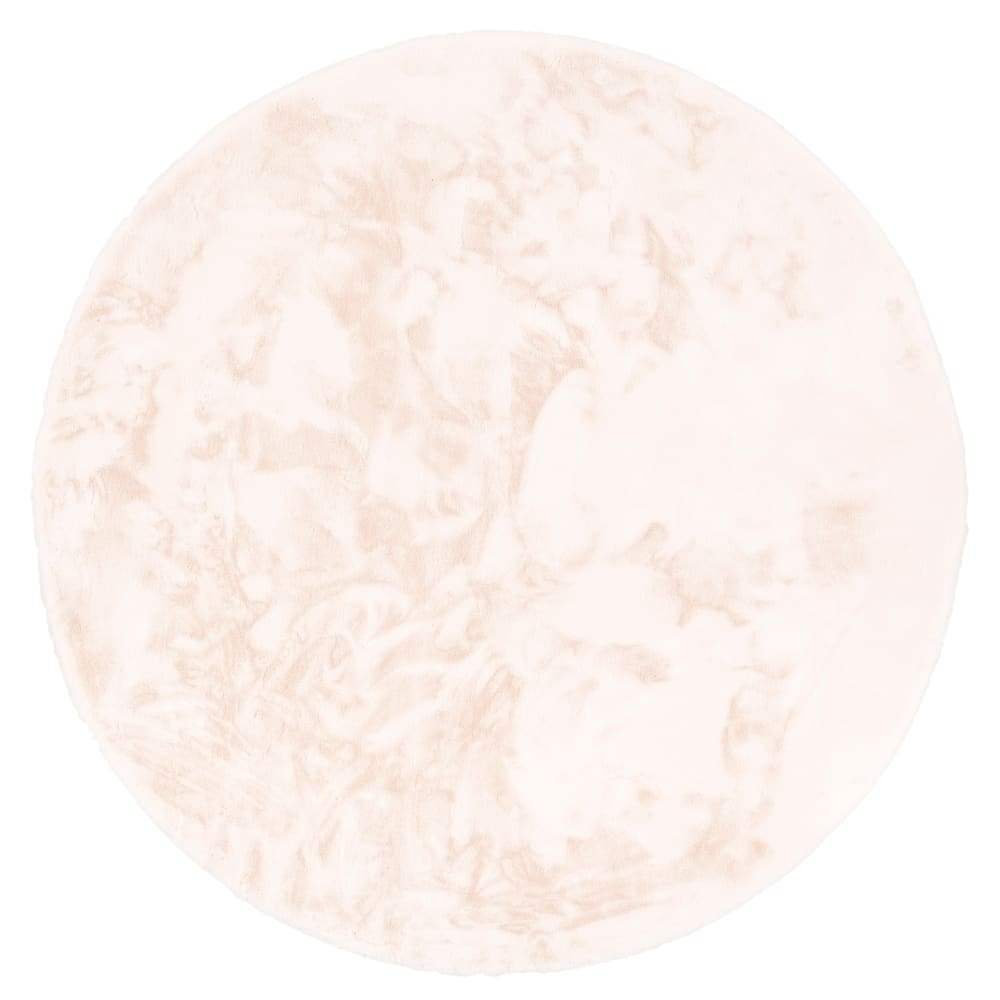 Tapis rond en fausse fourrure crème 80x80 cm