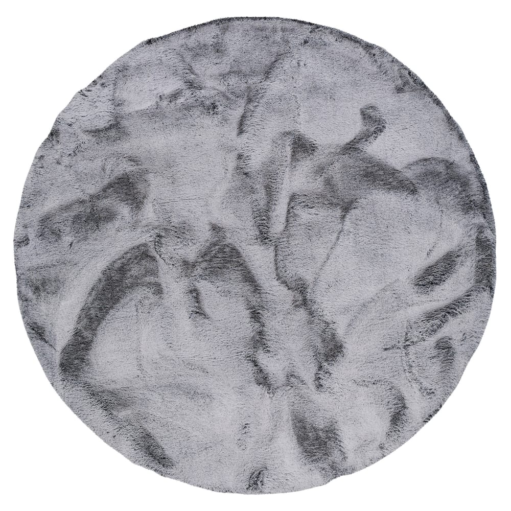 Tapis rond en fausse fourrure gris tacheté 80x80 cm