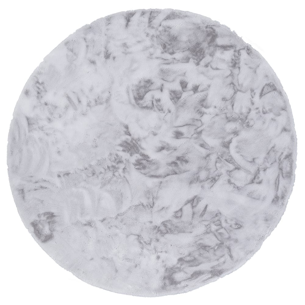 Tapis rond en fausse fourrure gris clair 80x80 cm