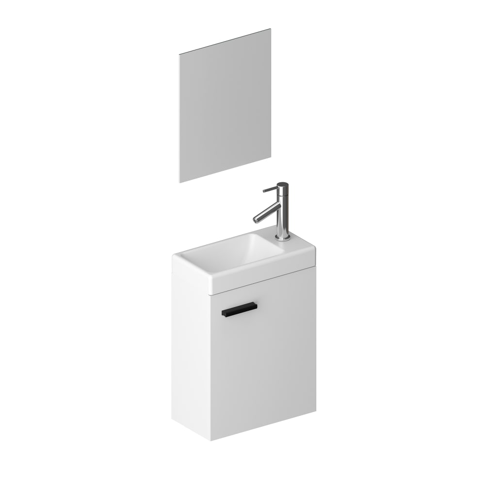 Meuble de salle de bains effet bois blanc avec miroir 22x41x50cm