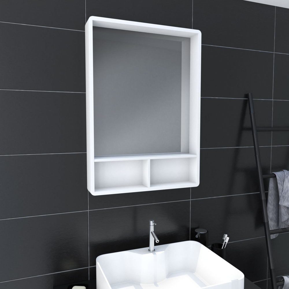 Miroir salle de bains en aluminium blanc 10x50x70cm — vue 3