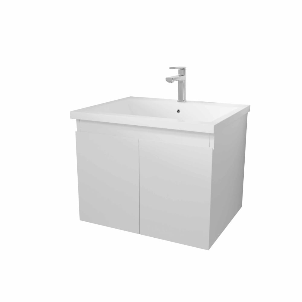 Meuble salle de bain effet bois blanc