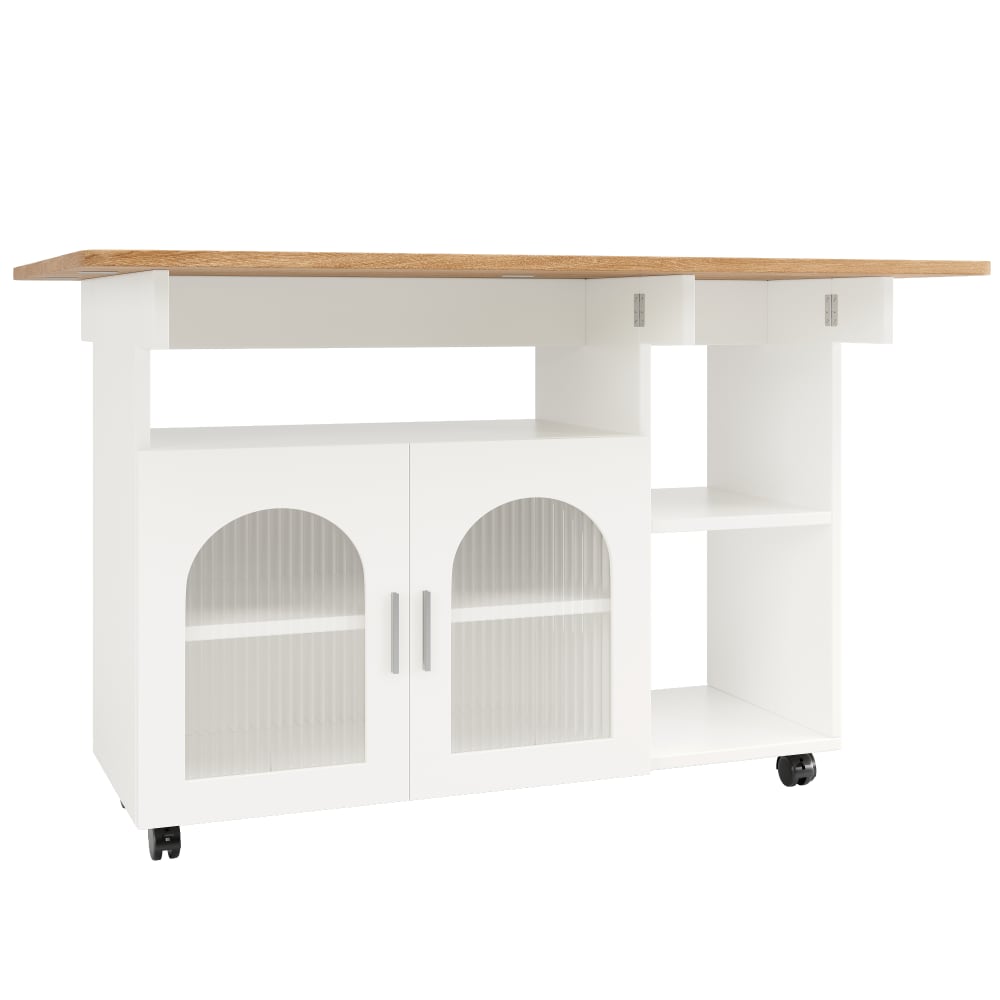 Flieks Küchenwagen mit Glastür und klappbar Arbeitsplatte weiß style modern - Spanplatte