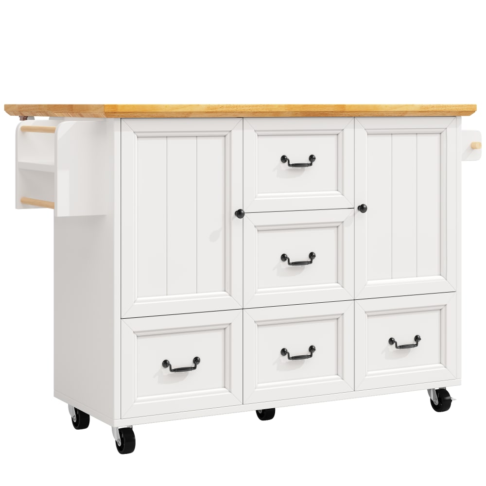 Flieks Küchenwagen mit Schubladen und klappbar Arbeitsplatte weiß style modern - Spanplatte