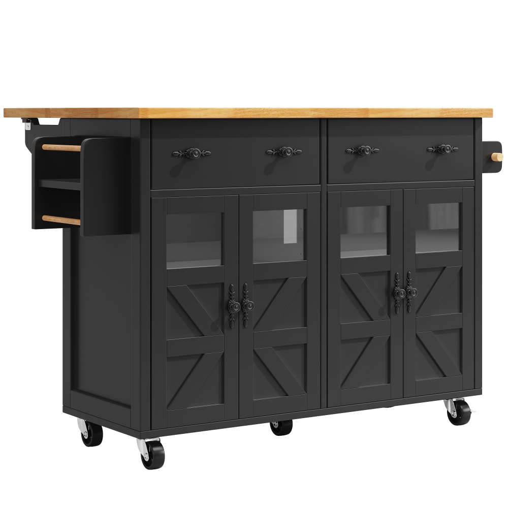 Flieks Küchenwagen mit Schubladen und klappbar Arbeitsplatte schwarz style industrial - Spanplatte