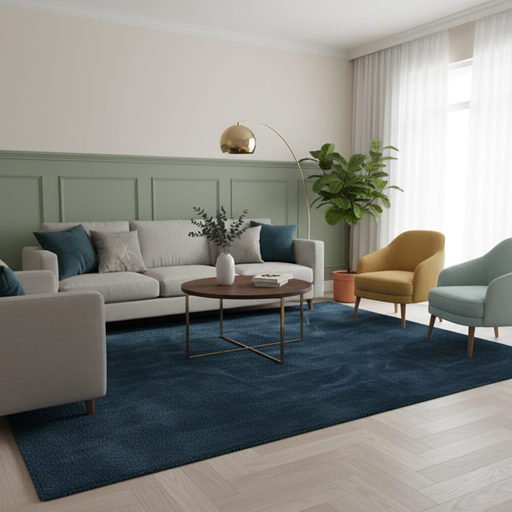 Tapis en fausse fourrure uni bleu foncé 80x150 cm — vue 3