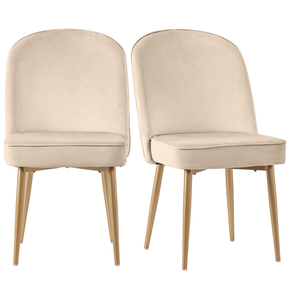 Flieks 2er Set Esszimmerstühle Polsterstühle Samt beige style modern - Samt