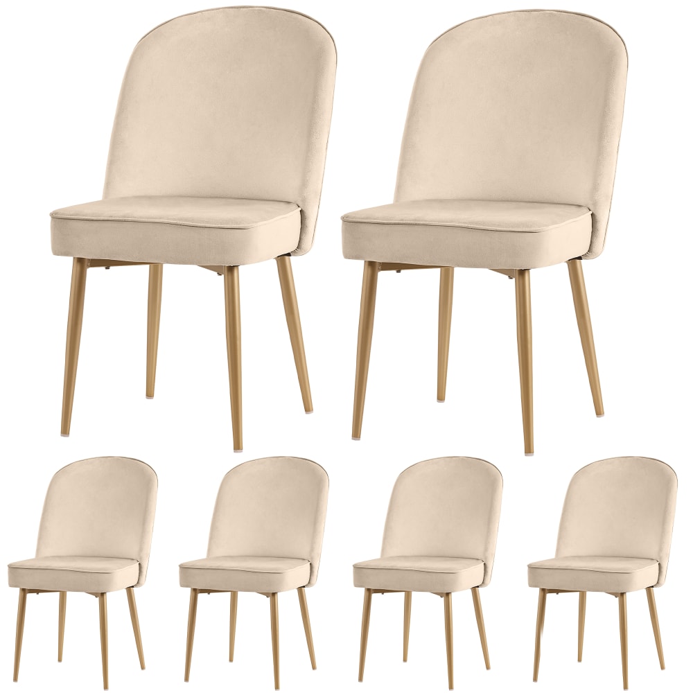 Flieks 6er Set Esszimmerstühle Polsterstühle Samt beige style modern - Samt