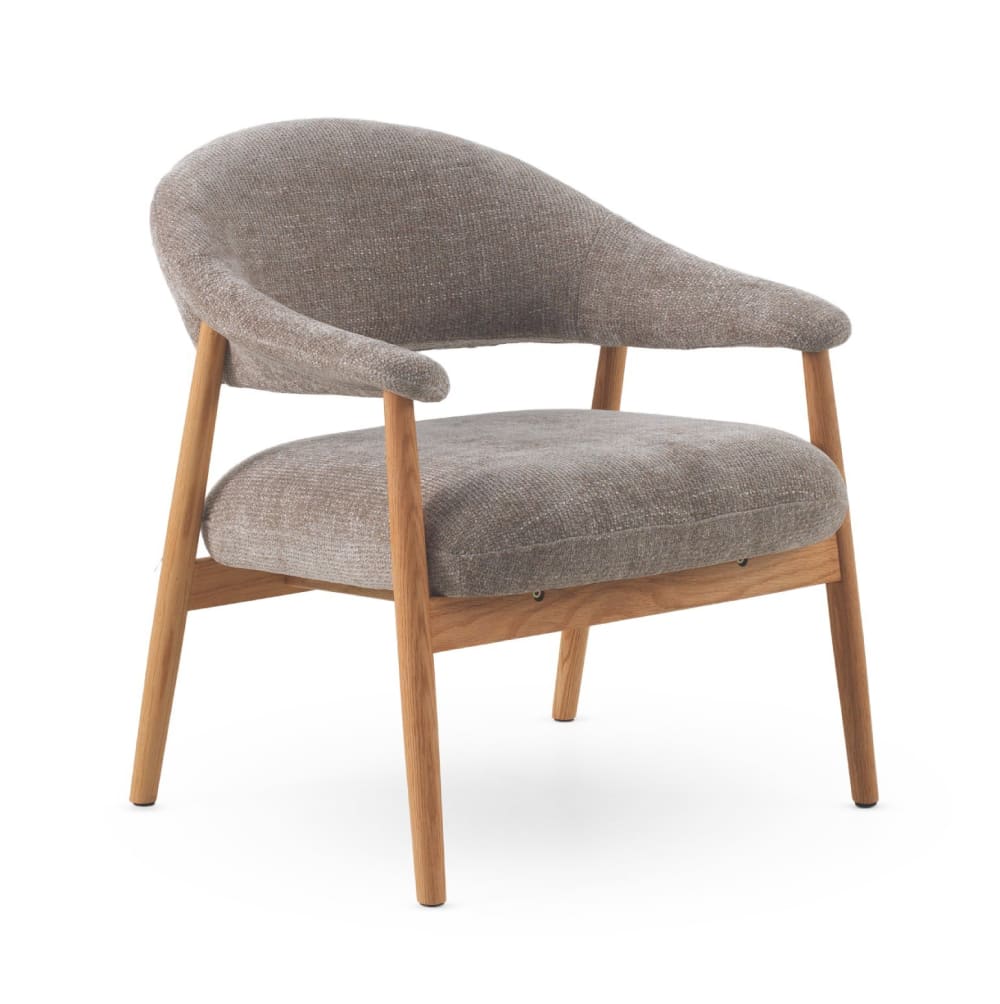 Fauteuil en bois de chêne tapissé en taupe