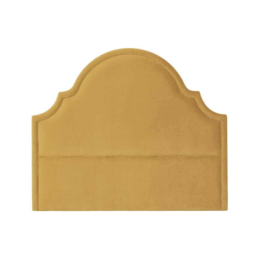 Tête de lit en velours de polyester style shabby chic jaune moutarde