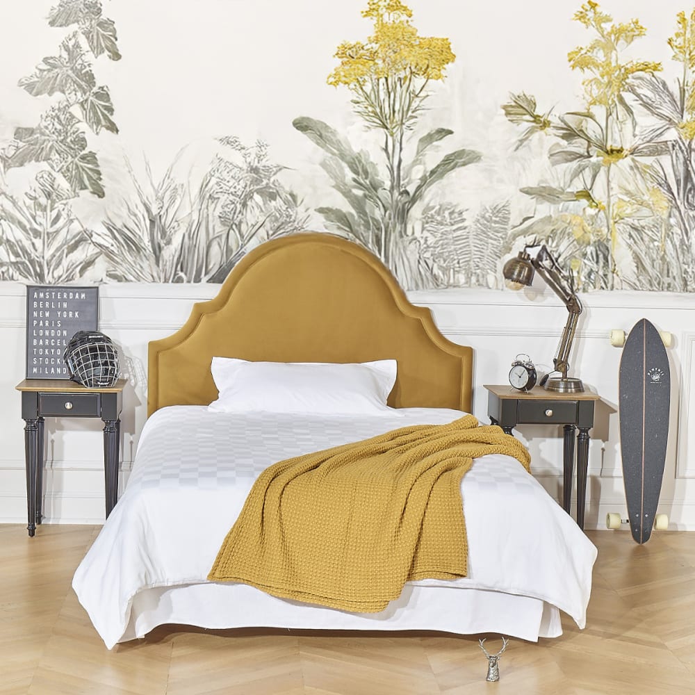 Shabby-Chic-Kopfteil aus Polyester-Samt Ochre - Maisons Du Monde