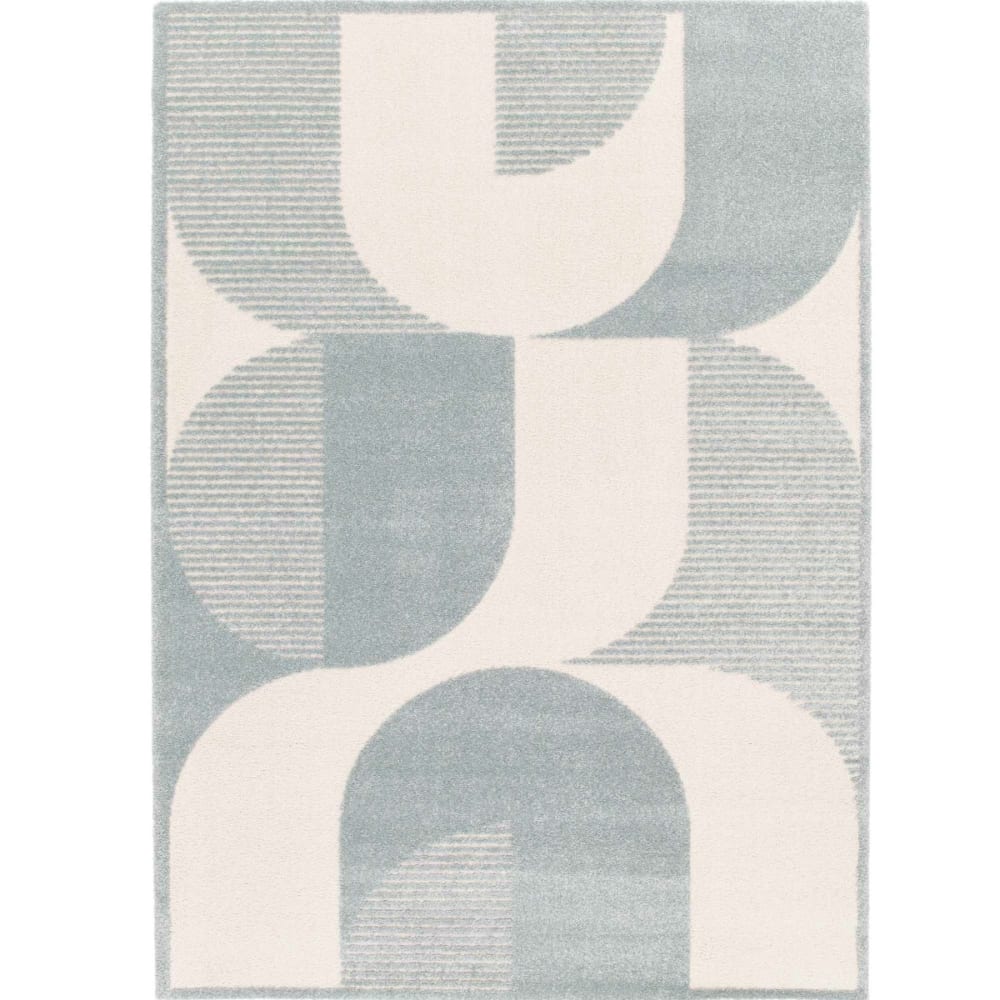 Weicher Teppich mit geometrischem Relief Blau und Ecru 160x230 -