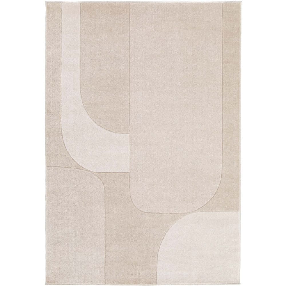 Tapis doux à relief abstrait géométrique beige 160x230