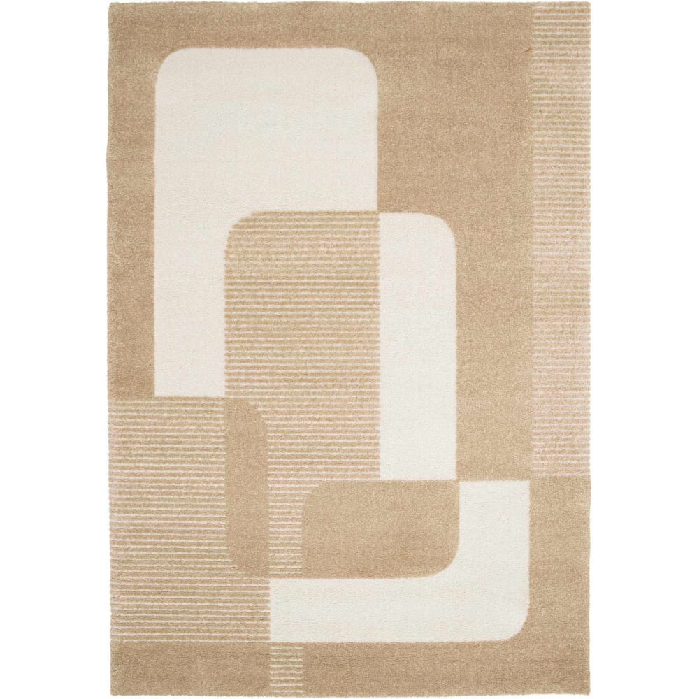 Tapis doux à relief moderne graphique beige 160x230