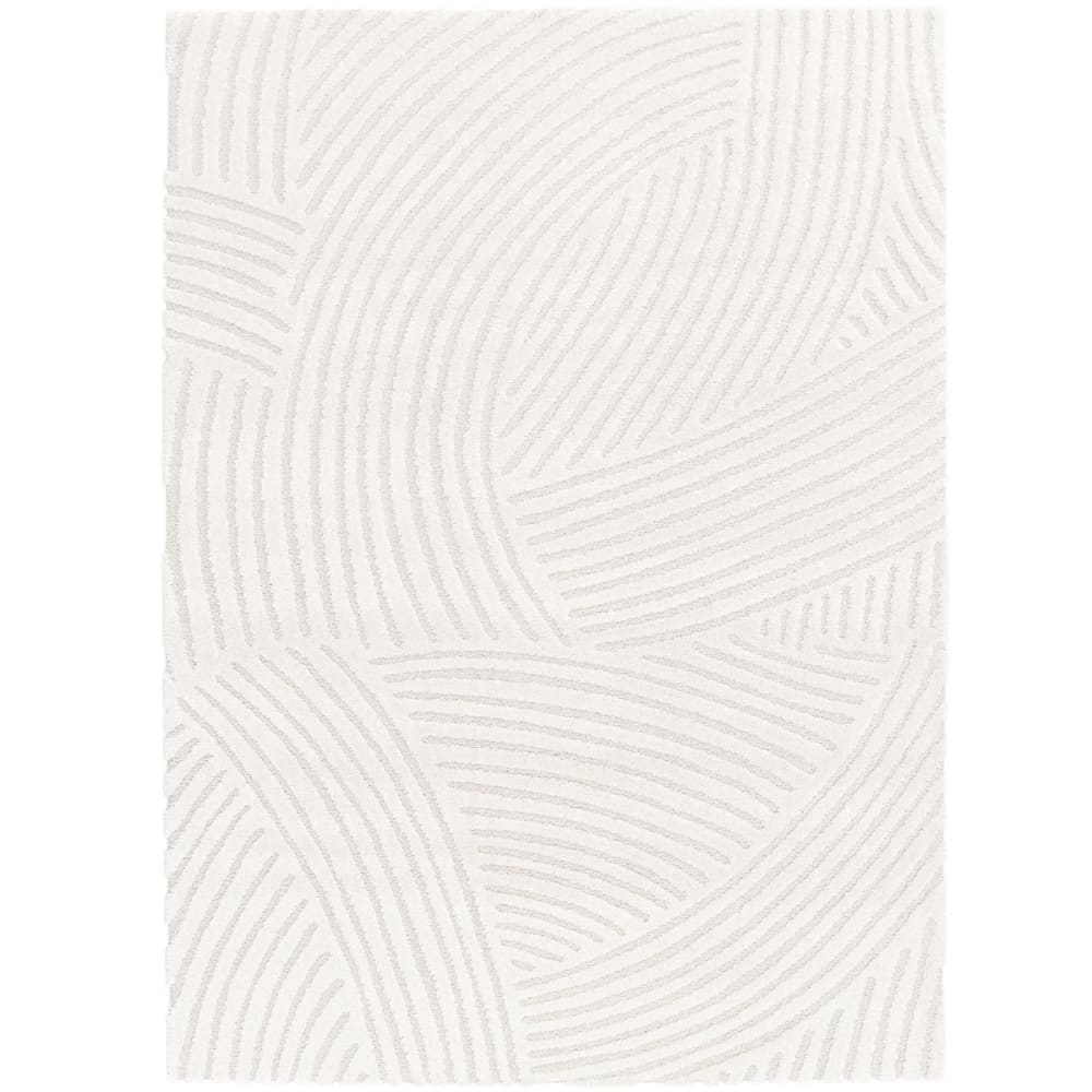 Weicher In-/Outdoor-Teppich mit geschwungenem Relief Creme