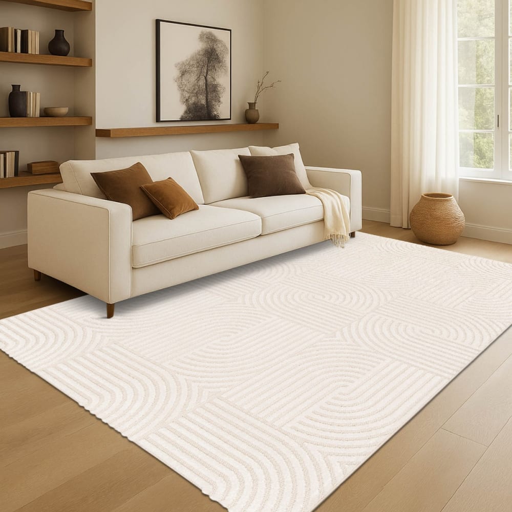 Tapis en relief géométrique moderne crème 160x230 — vue 3