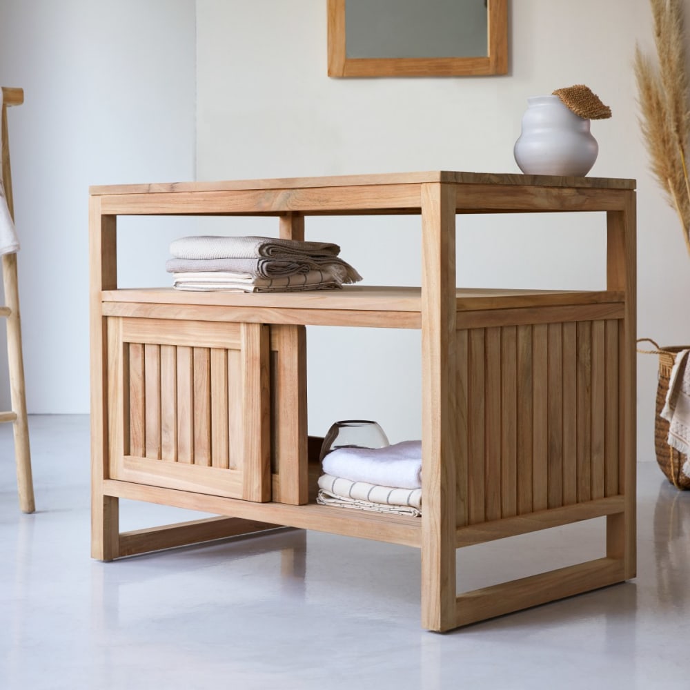 Aufbewahrungsmöbel aus massivem Teakholz, 90 cm - Maisons Du