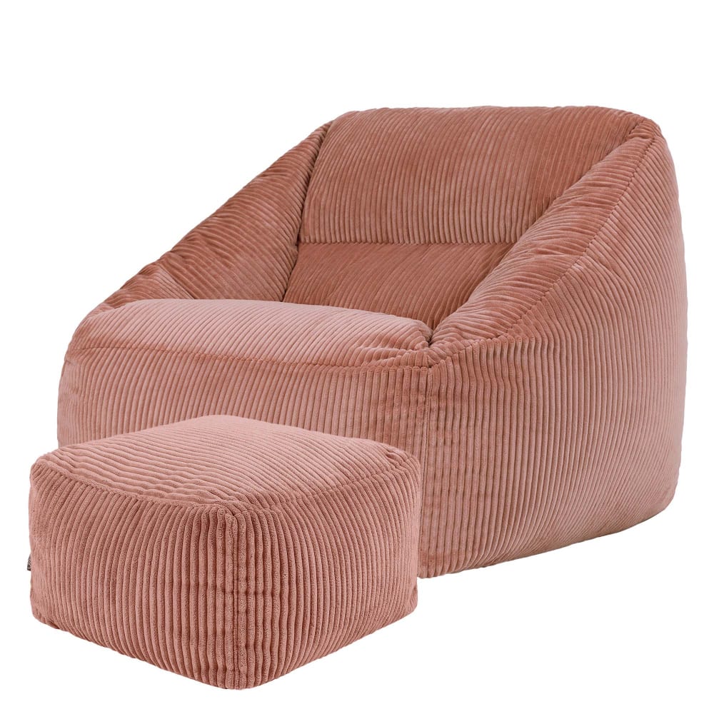 Pouf fauteuil avec repose-pied - rose
