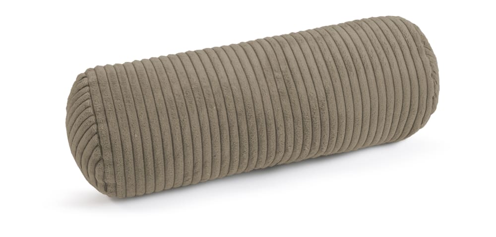 Coussin cale-dos cale-tête velours cotelé taupe 40x15cm