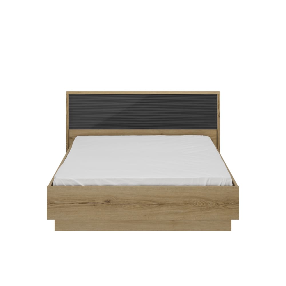 Lit 140cm x 190cm effet bois noir mat