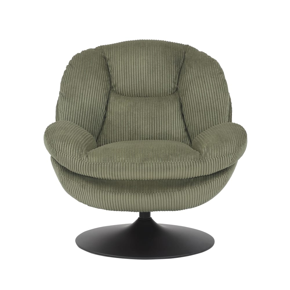Fauteuil pivotant velours côtelé vert Fauteuil pivotant velours côtelé vert