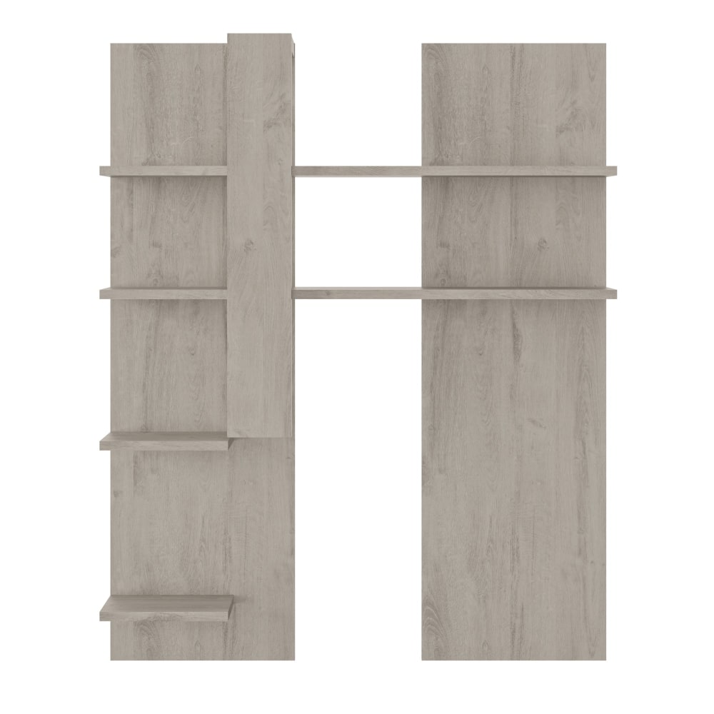 Surmeuble tv effet bois chêne gris clair avec tablettes réversibles