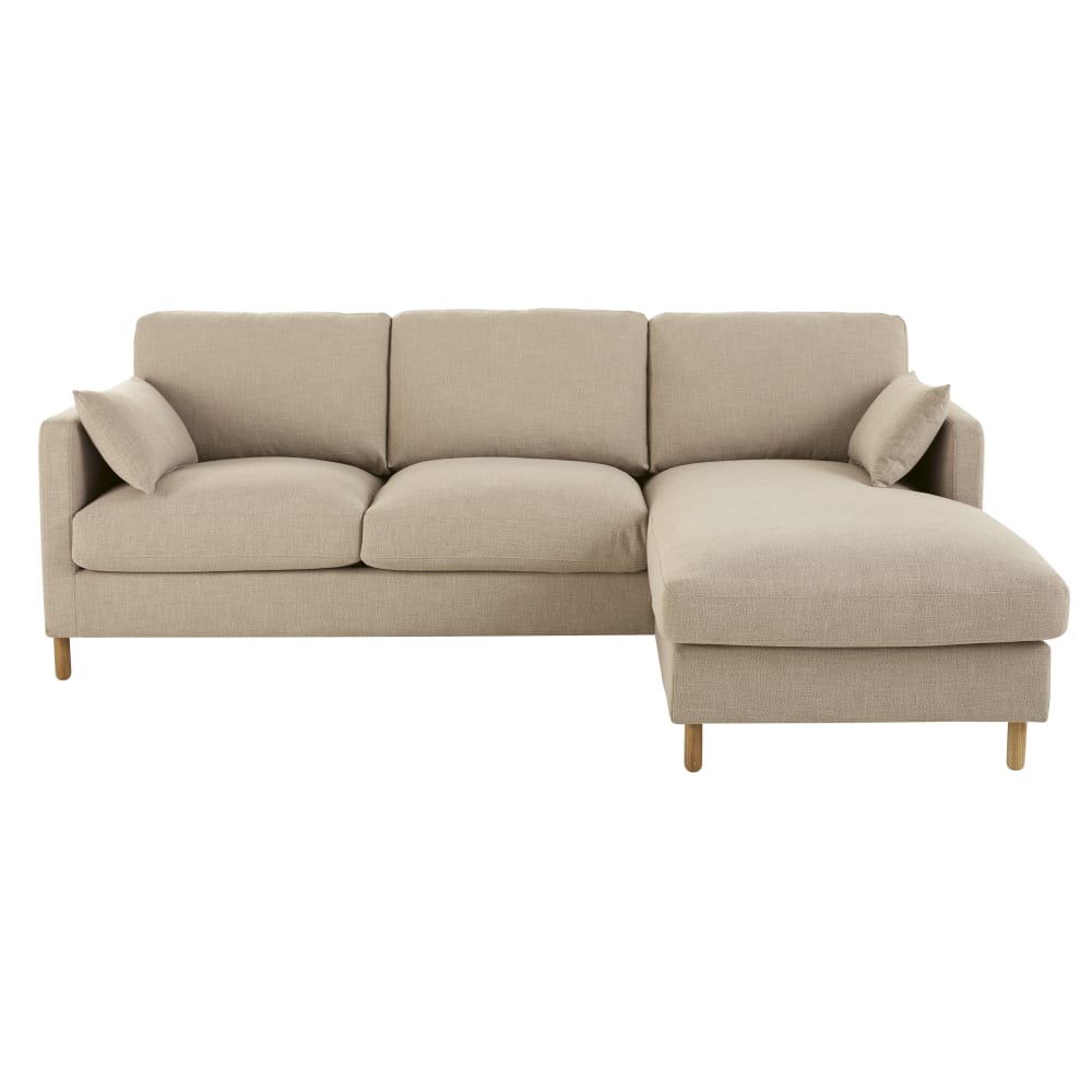 Canapé d'angle droit 5 places beige