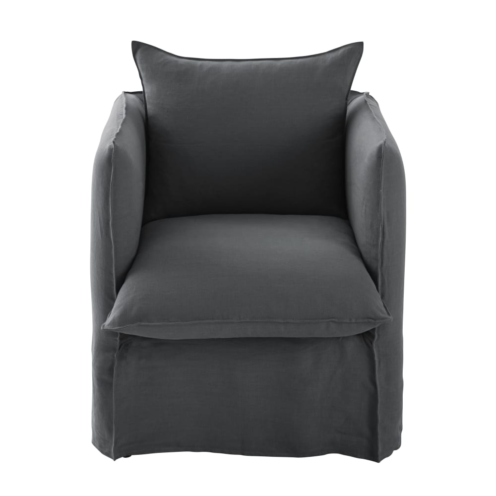 Fauteuil en lin froissé - anthracite