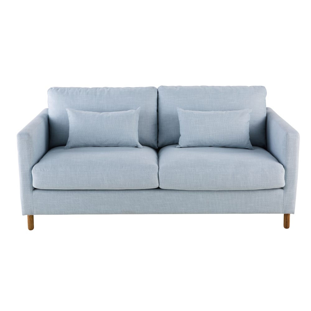 Canapé convertible 3 places bleu glacier, matelas 10 cm