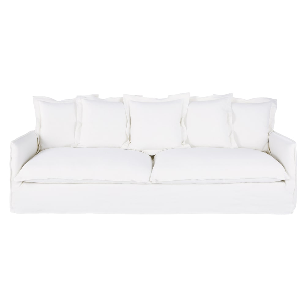 Canapé 4/5 places en lin supérieur blanc