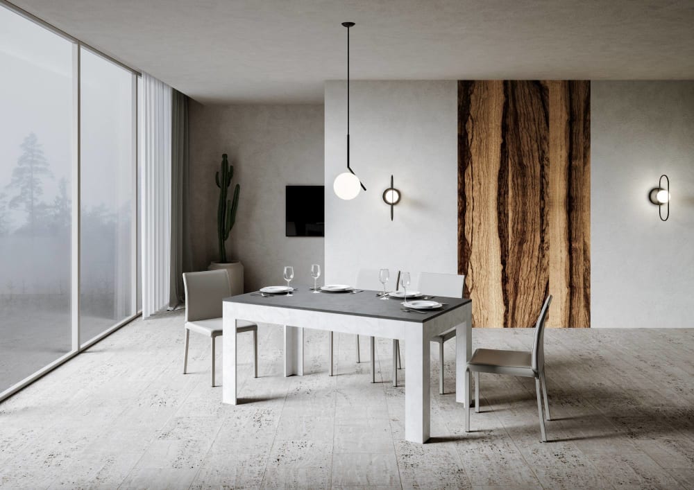 Itamoby Ausziehtisch 90x160/220 cm in Holzoptik anthrazit und weiß gespachtelt style modern - Spanplatte