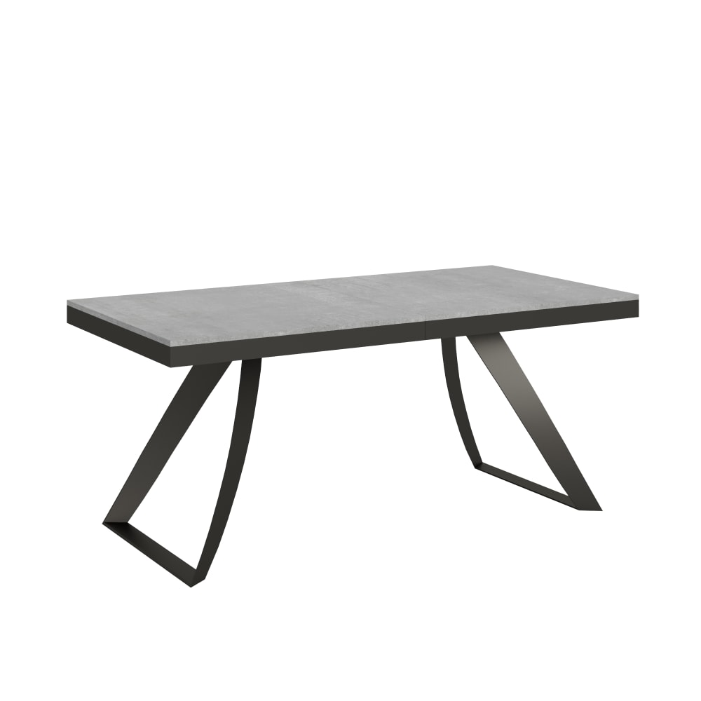 Table extensible effet béton gris 90x180/440 cm