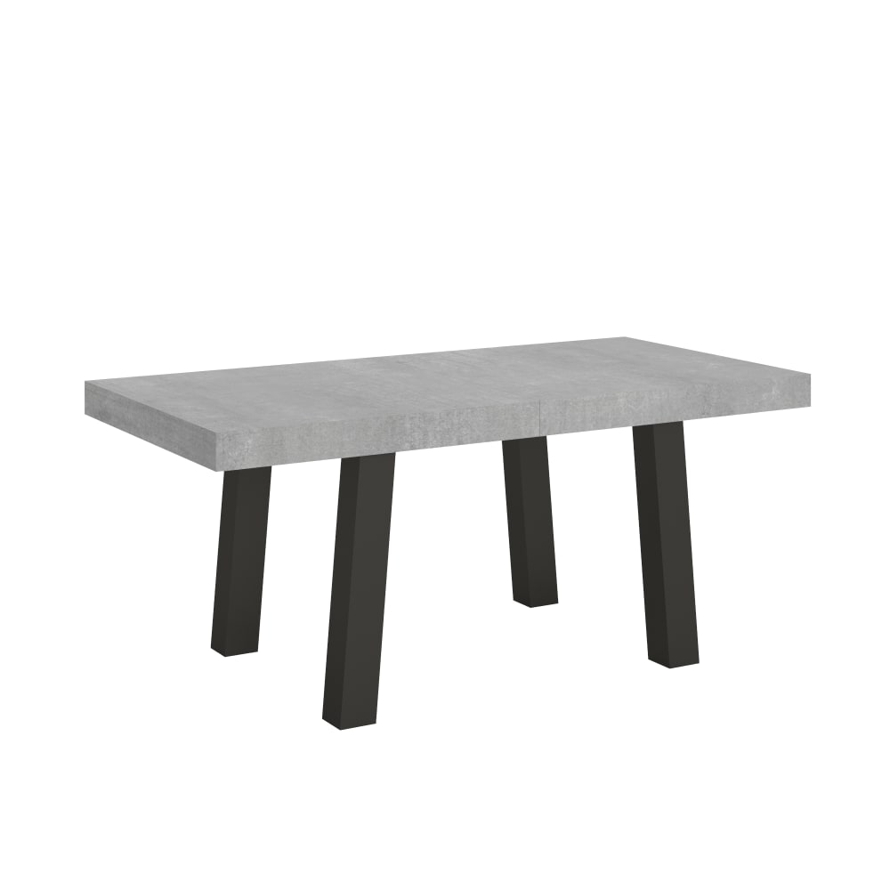 Table extensible effet béton gris 90x200/460 cm