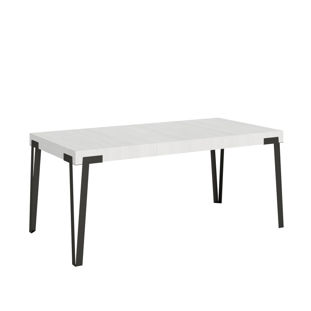 Table extensible effet bois frêne blanc 90x200/304 cm