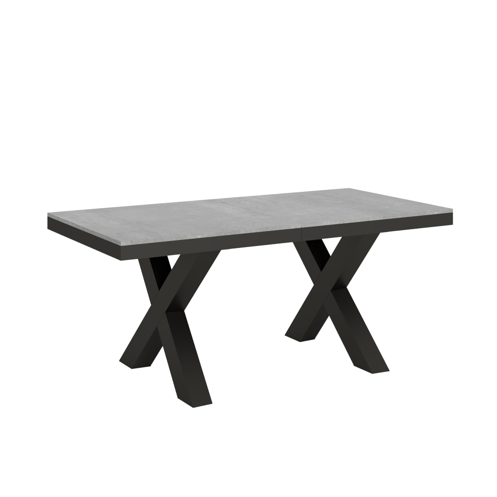 Table extensible effet béton gris 90x180/284 cm