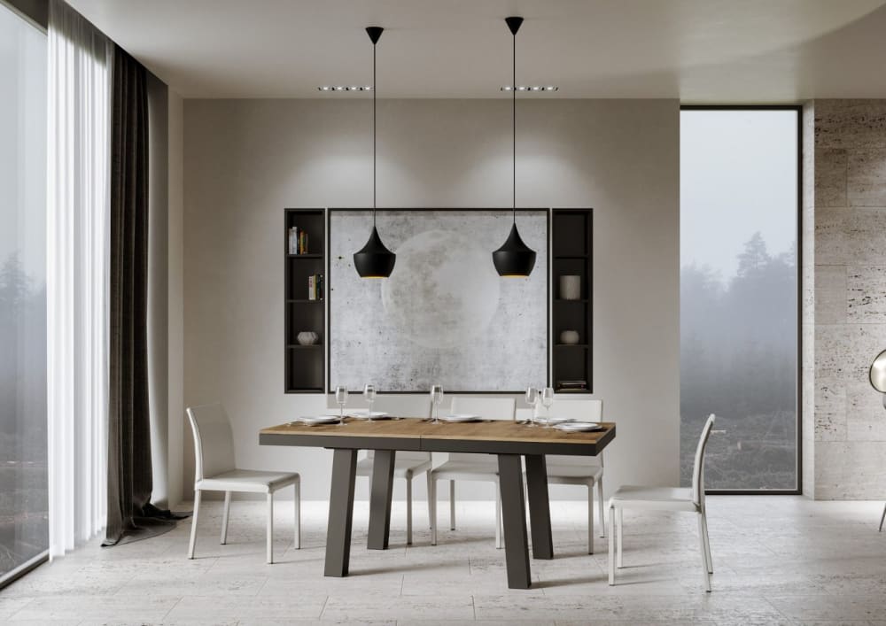 Ausziehtisch 90x160/420 cm in Holzoptik Nussbaumbraun, Eisen -