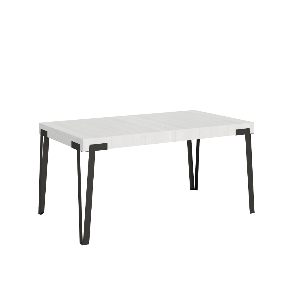 Table extensible effet bois frêne blanc 90x160/264 cm