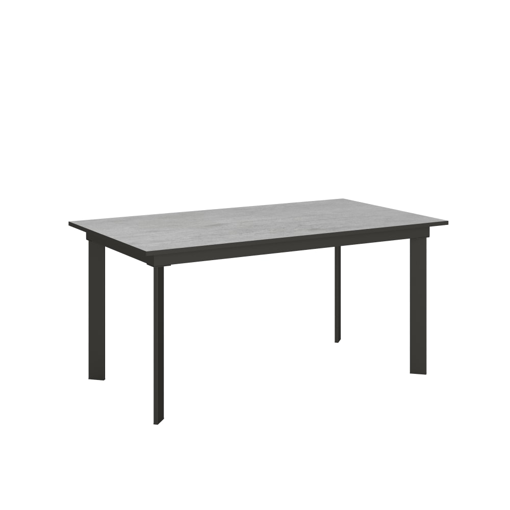 Table extensible effet béton gris 90x160/220 cm