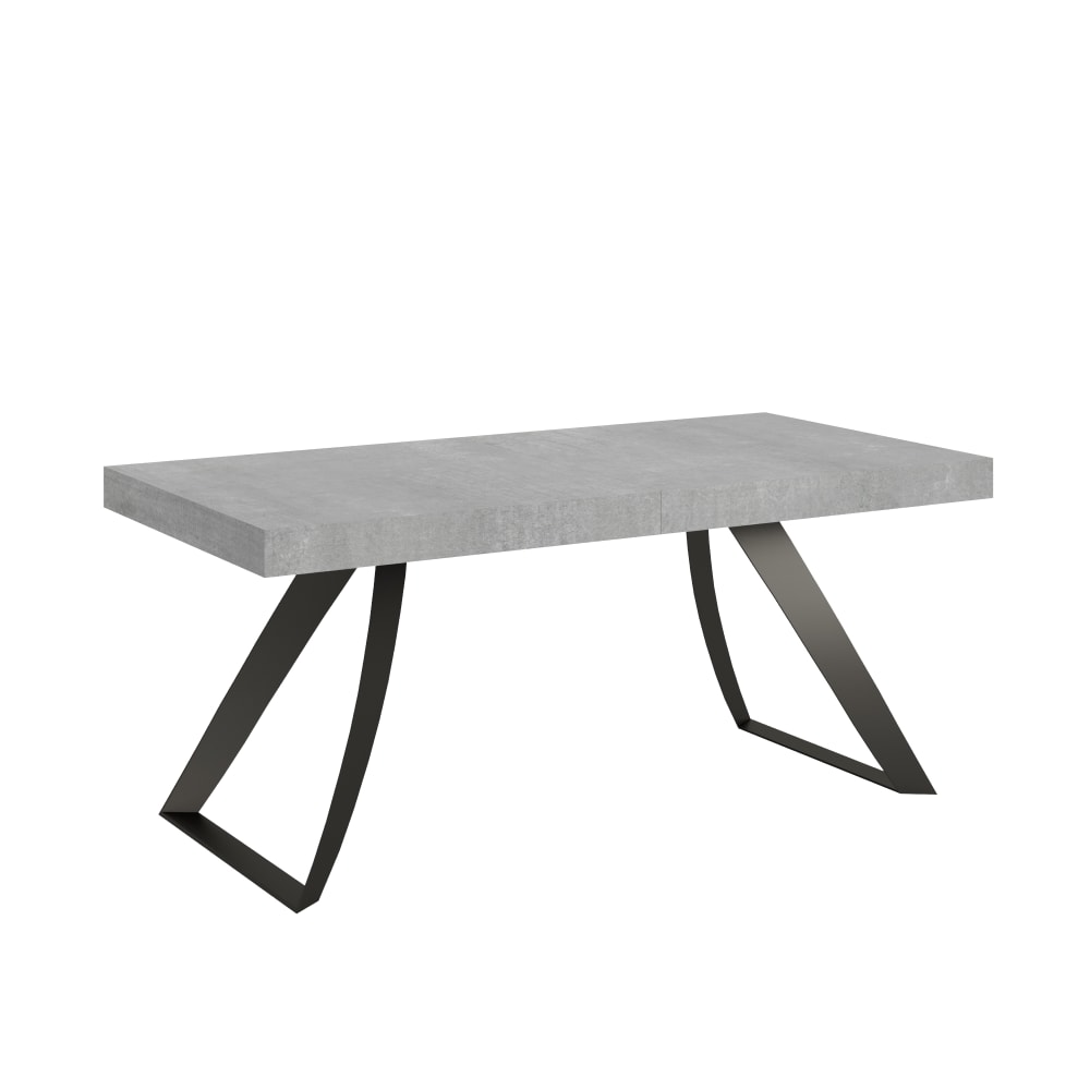 Table extensible effet béton gris 90x200/304 cm