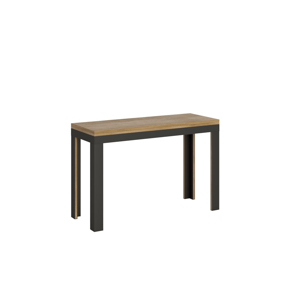 Table extensible portefeuille effet bois chêne nature 120/200x45/90 cm