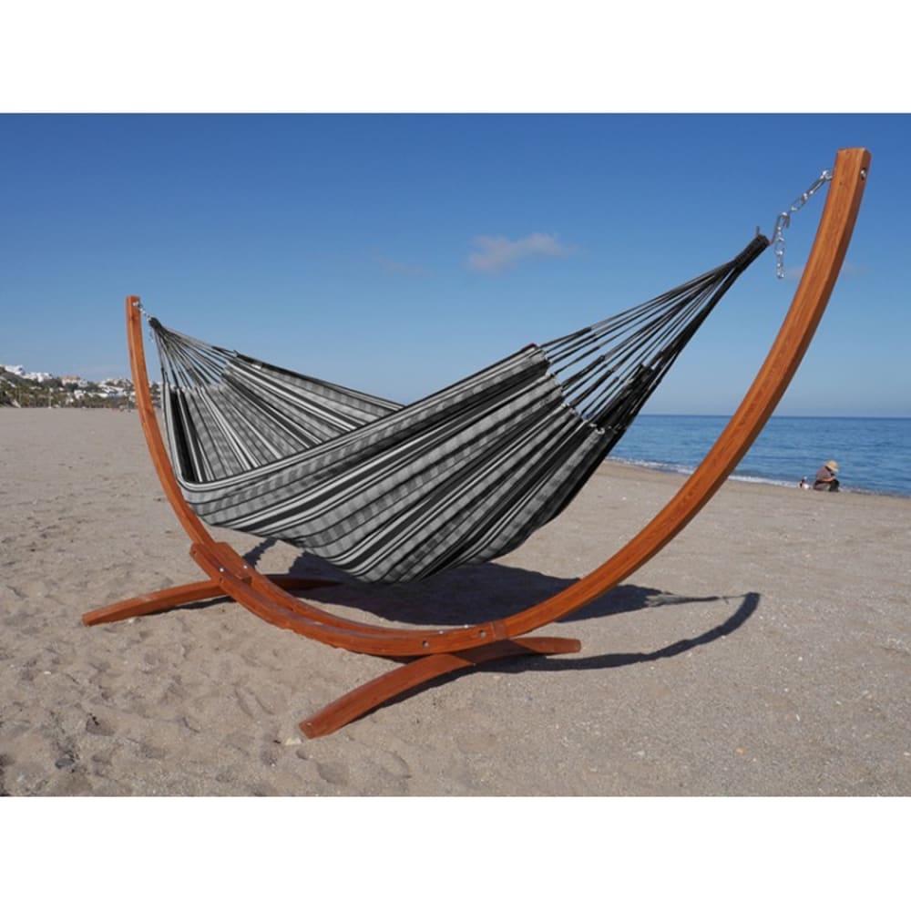 Hamac XL Noir double sur pied en mélèze