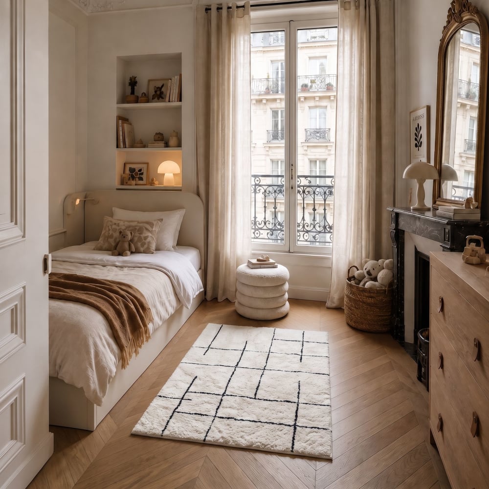 Tapis lavable berbère en coton écru 60x90 — vue 3